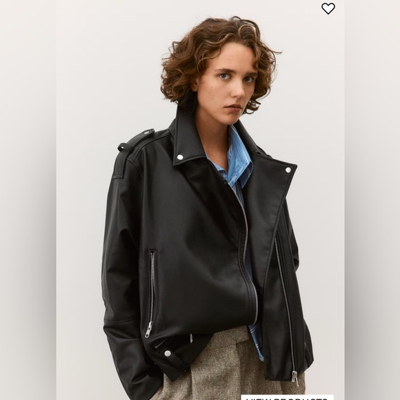 NWT H&M COATED BIKER JACKET - Picture 2 of 12